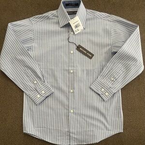 NWT Boys Michael Kors Striped Long Sleeve Button Down Shirt Size 10 Blue/White